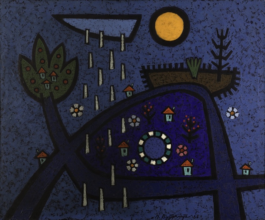 Јagnje, selo i sunce, 1968, ulje na platnu, 115х140 cm