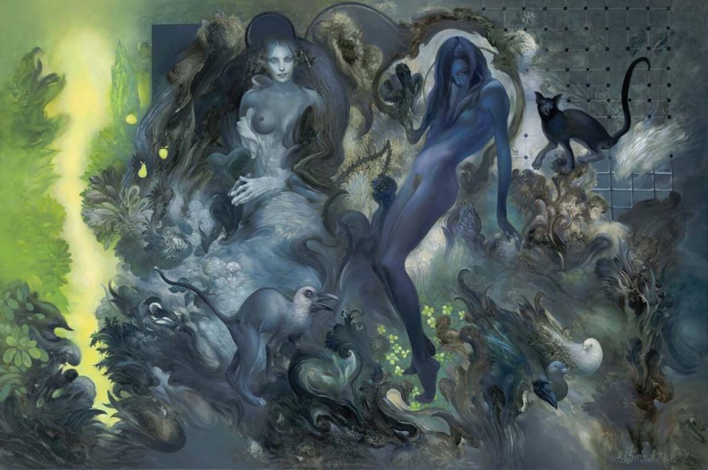 Vreme u Evinom vrtu, 130x195 cm, ulje na platnu, 2022