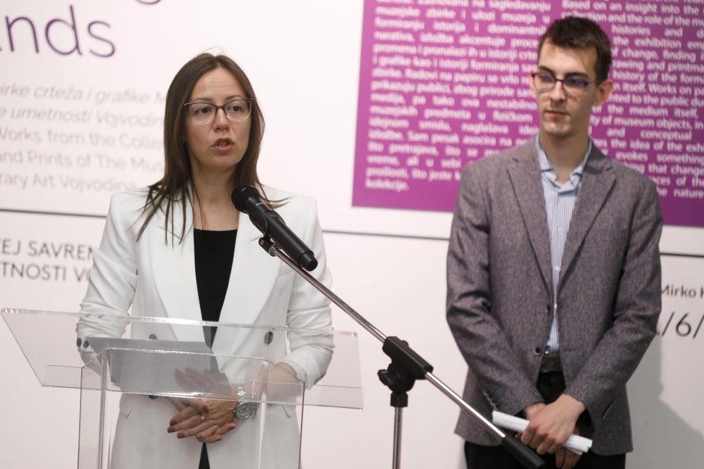 Branislava Sekulić, Mirko Kokir, otvaranje izložbe Peščana pomeranja