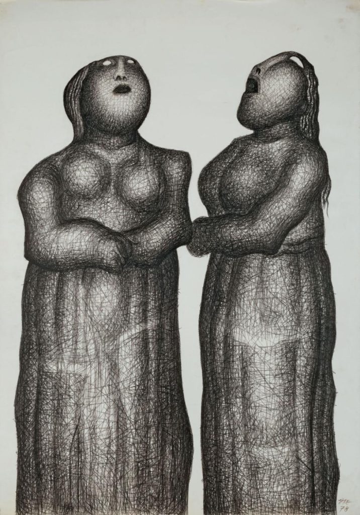 Ljubodrag Janković Jale - Pastirice 1 - kreda - 100x70 cm - 1978