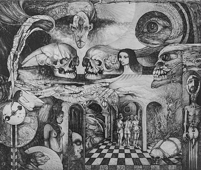 Oto Rap, „Eros i tanatos II“, olovka na papiru, 2017.